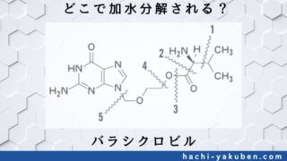 バラシクロビルが加水分解される部位はどこ？【薬剤師国家試験99回問208,209】